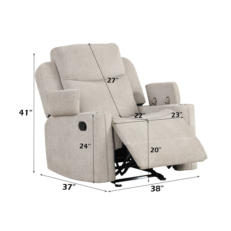 Galya - 3 Piece Living Room Set Sofa Loveseat Chair - Light Gray