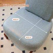 Cute Accent Chair with Solid Wood Legs, Faux Leather Living Room Chair with Soft Cushion, Cozy Bedroom Chair, Comfy Armless Reading Chair for Apartment, Waiting Room, Balcony (Blue)