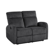 Reclining Sofa Set 3pc Dark Gray Sofa Loveseat Chair with Side Pockets Plush Foam Comfort Modern Wall-Hugger Design Living Room Furniture