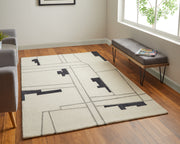 Maguire Transitional Abstract, Ivory/Gray/Taupe