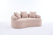 Old Sku: W2231P292607 Compression Loveseat Sofa, Curved Modern Styles Sofa for Small Spaces & Apartments, 30D Chenille No-Assembly,3 Throw Pillows. Warm Beige.
