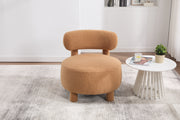 063-Teddy Fabric armless accent chair with curved backrest and solid wooden legs upholstered chair slipper side chair for primary living space bedroom vanity room or reading room ,Khaki