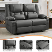 Recliner Loveseat with Massage and Heating for Living Room,Love Seat Manual Oversized Recliner with Cup Holders,Side Pocket for Adult,GREY