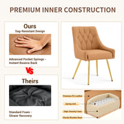 Leather Upholstered Modern Dining Chair with Diamond Tufted Button Back - Dining Room Negotiation Room Cafe Office Accent Chair (Light Brown, Set of 2)