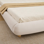 King Size,Modern Curved Upholstered Low Profile Platform Bed with Rounded Headboard(Velvet,Beige)