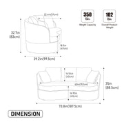 73.82' Wide Curved Sofa, Modern Luxury Plush Chenille Extra-Deep Seat, 5 Removable Cushions, Suitable For Small Spaces, Living Rooms, Bedrooms,Taupe