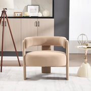 Accent Chair for Living Room, Velvet Comfy Single Sofa Chair Mid-Century Modern Armchair Wooden Legs for Bedroom Office Reading