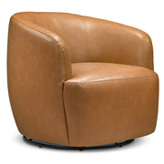Mina 32' W Tan Vegan Leather Upholstered Swivel Barrel Chair