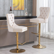 Thick Swivel Barstools Adjusatble Seat Height From 25-33", Modern Upholstered Bar Stools With Backs Comfortable Tufted For Home Pub And Kitchen Island (Set of 2)