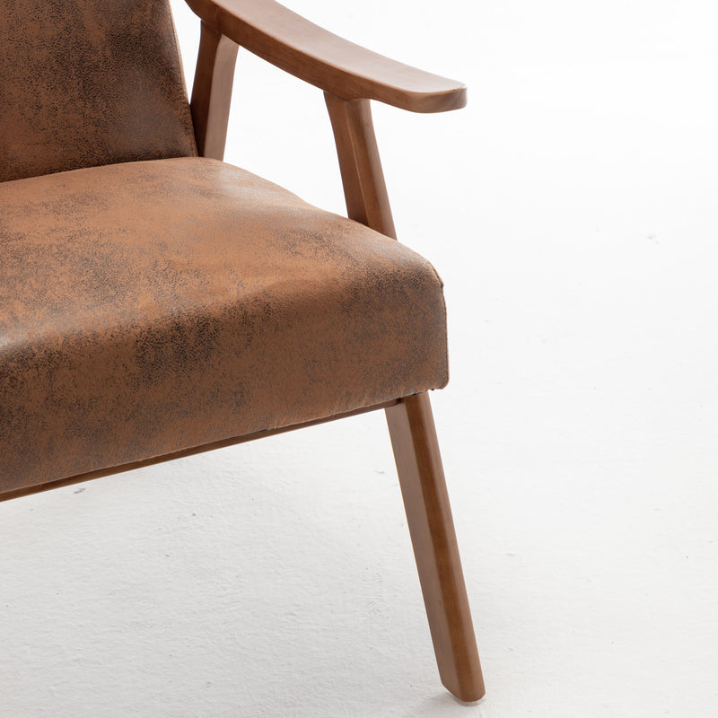 Mid-Century Modern Wingback Accent Chair with Solid Wood Frame and Extra-Thick Backrest – Lounge Chair for Living Room, Bedroom, or Reading Room