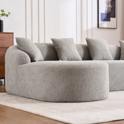 Boneless L-Shape Sectional Sofa with Curved Chaise,Grey Modular Chenille Compression Couch,30D High-Density Foam,Minimalist Modular Couches Sleeper for Living Room Bedroom Apartment Lounge.