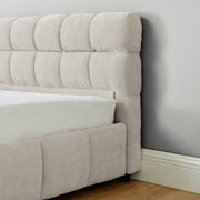 California King size Upholstered Bed ,comfortable upholstered bed frame, Chenille fabric, with headboard and solid bed frame. With drawer for storage.-Beige(90.5''*80.5''*31'')
