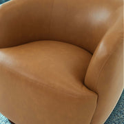 Mina 32' W Tan Vegan Leather Upholstered Swivel Barrel Chair