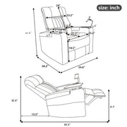 270° Power Swivel Recliner Home Theater Chair With Hidden Arm Storage, LED Light, Cup Holder, And Tray Table