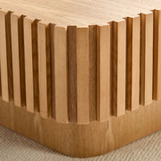 Modern 35.43 Inch Handcraft Drum Coffee Table Square Coffee Table for Living Room,Small Wooden Coffee Table with Sturdy MDF Pedesta,Narual Color