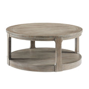40inch Large Curved 2 Tier Traditional Round Circle Wooden Center Coffee Table,Rounded Table with Wheels,Mid Century Rustic Style Table for living Room,Office,Apartment,Light Brown