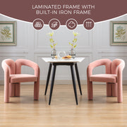 Contemporary Designed Velvet Fabric Upholstered Accent/Dining Chair /Barrel Side Chairs Kitchen Armchair for Living Room set of 2 (Pink Velvet)