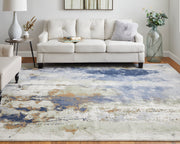 Clio Modern Abstract, Blue/Orange/Ivory