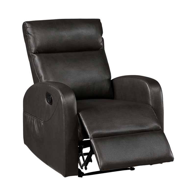 Reclining Sofa Set 3pcs Espresso Faux Leather Sofa Loveseat Chair Side Pockets Plush Foam Comfort Modern Wall-Hugger Design Living Room Furniture