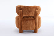 Fur Fabric armless accent chair with curved backrest and solid wooden legs upholstered chair slipper side chair for primary living space bedroom vanity room or reading room ,Khaki