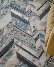 Indio Modern Herringbone, Ivory/Blue/Gray