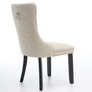Dining Room Chairs Set of 2,Vintage Sheepskin Texture PU Leather,High Back with Button Tufted & Nailhead Trim,Wood Frame,S-Spring & Resilient Sponge Cushion,Ideal for Kitchen,Beige,SW1101BG