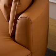 Modern Sectional curved Sofa Couch for Living Room,Upholstered 5-Seat Sofa Couch Eco-leather Couch Set for Apartment Office,Orange