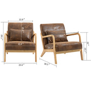 Mid Century Modern Accent Chair with Solid Wood Frame, Upholstered Living Room Chairs with Waist Cushion, Reading Armchair for Bedroom Sunroom