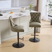 A&A Furniture,Aged and Retro PU Swivel Barstools Adjusatble Seat Height from 26-33 Inch, Modern Bar Stools with Backs Comfortable Tufted for Home Pub and Kitchen Island (Olive Green,Set of 2)