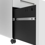 3-Drawer Mobile File Cabinet With Lock, On Wheels, Two Shallow & One Deep Drawer For Office/Home, Fully Assembled - White