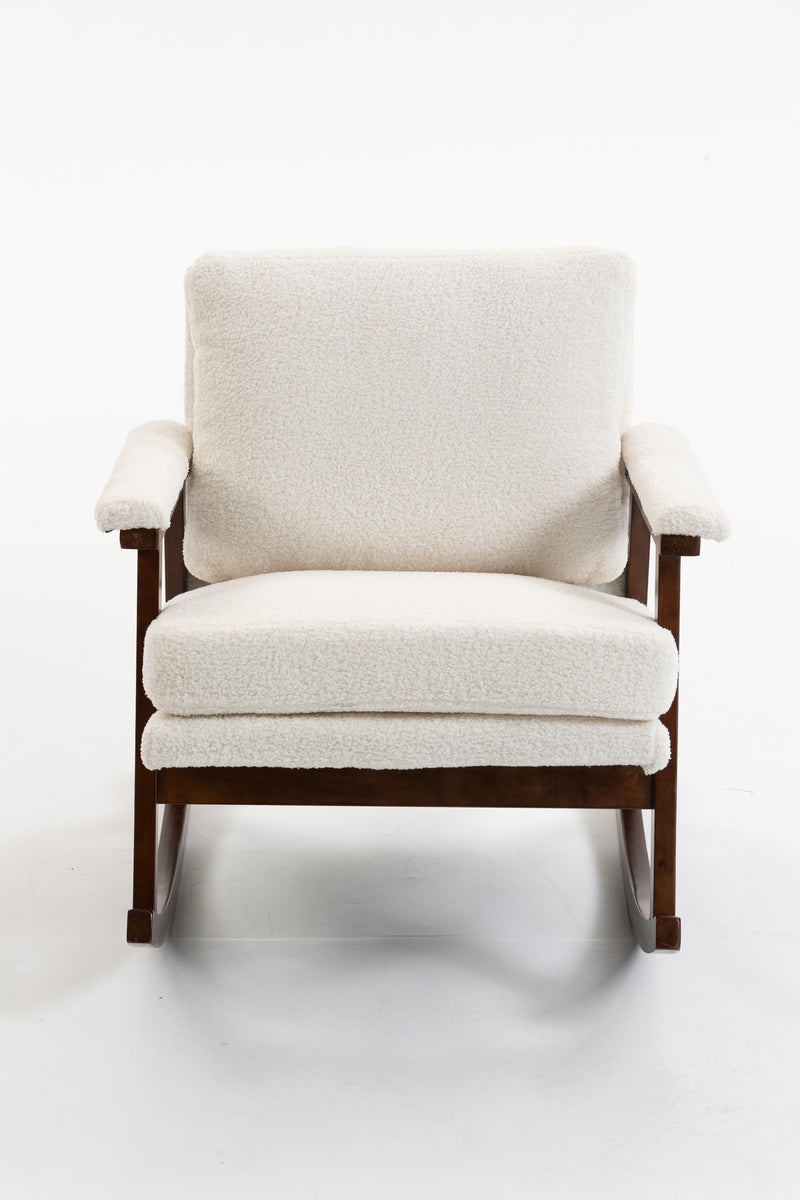 Mid Century Modern Accent Chair ,rocking chair with Wood Frame, Upholstered Living Room Chairs , Reading Armchair for Bedroom Sunroom
