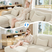 Chenille Supportive Three-Seater Sofa with Exquisite Waist Pillow,Ergonomic Curve Design, Easy to Assemble Modular Couch for Living Room Office,Beige