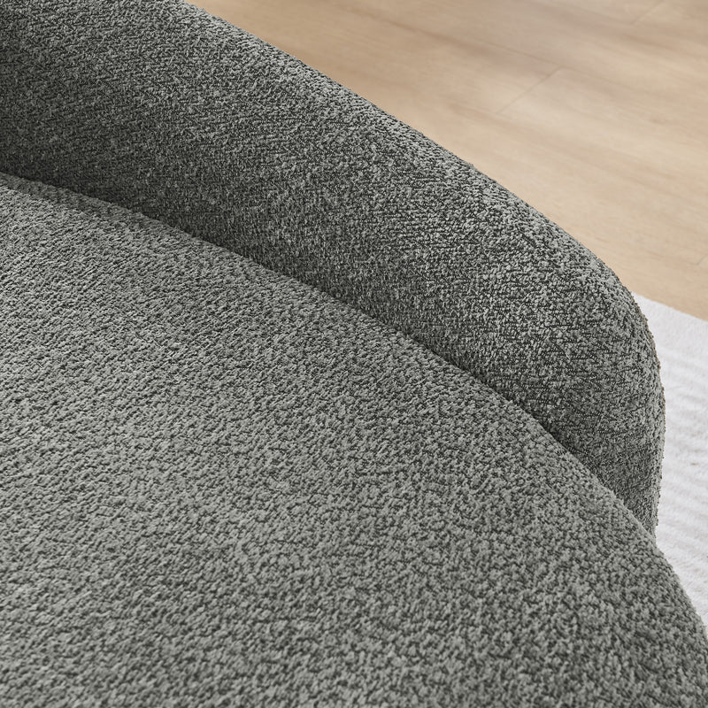 Modern Oval Single Lazy Sofa Chair with Integrated Backrest, Side Armrest and Pillow, Compact Space-Saving Lounge Chair for Living Room Bedroom-Dark Gray