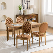 French Style Solid Wood Frame Antique Painting, Hand-Pulled Buckle Decoration Artificial Dining Chair With Nailhead Trim, Wood Legs