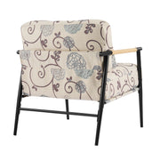 27.56' Modern Accent Chair with Plush Cushions, Minimalist Metal Frame, and Wooden Armrest Design – Perfect for Cozy Living Room, Bedroom, or Office Seating