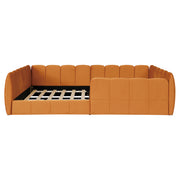 Full Size Velvet Upholstered Floor Bed, Pumpkin Orange
