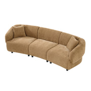 98.5 ' Curved Designed Contemporary 3-Seater Sofa in Mocha: Plush Seating, Streamlined Design, and Durable Frame – Ideal for Stylish Living Spaces