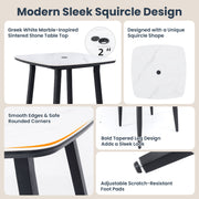 5 Pieces Outdoor Patio Bar Set, Rounded Square Table & 4 Aluminum Bar Stools