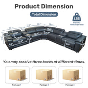 Power Recliner Sectional Sofa with Bluetooth Speakers, L-Shaped Living Room Furniture Set with Wireless Charging, LED Lights, Storage Console & Cup Holders, Living Room Furniture