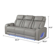 Fortuner Power Reclining 2Pc Living Room Set in Gray Faux Leather with LED Lights, Massage Function, Bluetooth Speakers and Wireless Charging