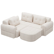Modular Sectional Sofa Couch with Chaise, Full-Foam Structure, Compression Packaging Design, Woven Texture Upholstery, Oversized Modern Sofa for Living Room