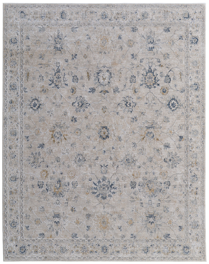 Pasha Transitional Floral & Botanical, Ivory/Taupe/Blue