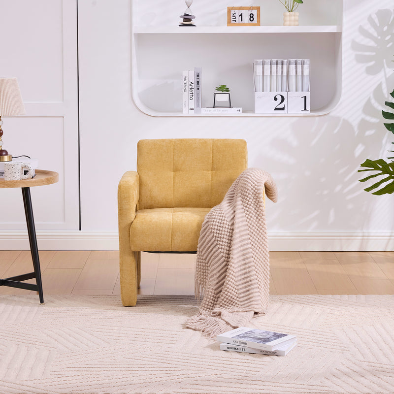 Modern Minimalist Casual Single Armchair Living Room, Bedroom, Office Area Upholstered Chair Comfortable Padded Armchair Nordic Style Casual Seating
