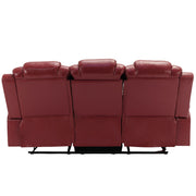 3 Pieces Recliner Sofa Sets Home Theater Seating Manual Recliner Chair With Center Console And LED Light Strip For Living Room