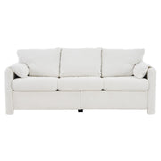 Modern 3 Seater Sofa Chenille Couch Plush Triple Seater Sofa With High Density Foam Cushions, Deep Seat Living Room Couch For Family Room, Apartment & Home Theater - Ivory White
