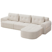Modular Sectional Sofa Couch with Chaise, Full-Foam Structure, Compression Packaging Design, Woven Texture Upholstery, Oversized Modern Sofa for Living Room