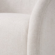 Sabbo Beige Bouclé Swivel Chair with Walnut-Finished Solid Wood Base