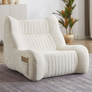 Bean Bag Chair For Adults, Lazy Floor Sofa Couch Memory Foam Bean Bag Sofas Chenille Fabric Reading Chair Comfortable Corner Lounge Sofa For Living Room - White