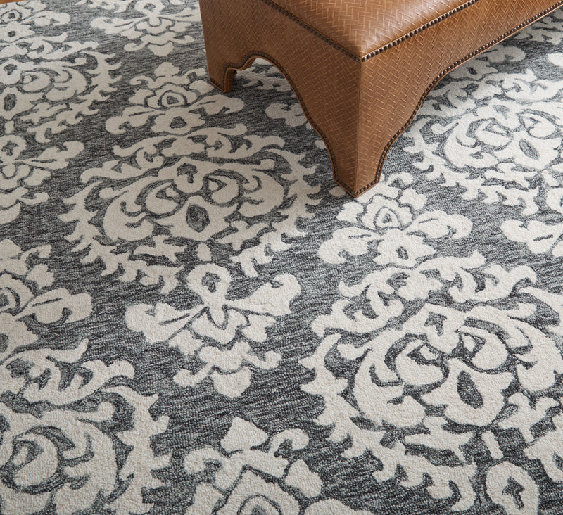 Belfort Traditional Floral & Botanical, Gray/Ivory/Black