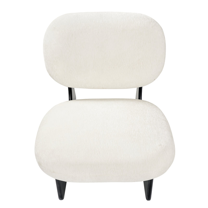 Modern Curved Hollow Base Rocking Accent Chair, Soft Textured Chenille Upholstered Armless Rocker Lounge Chair, Unique Sculptural Rocking Chair for Living Room Bedroom Nursery